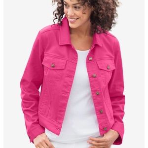 Like New! Fitted Pink Denim Jacket Size Medium